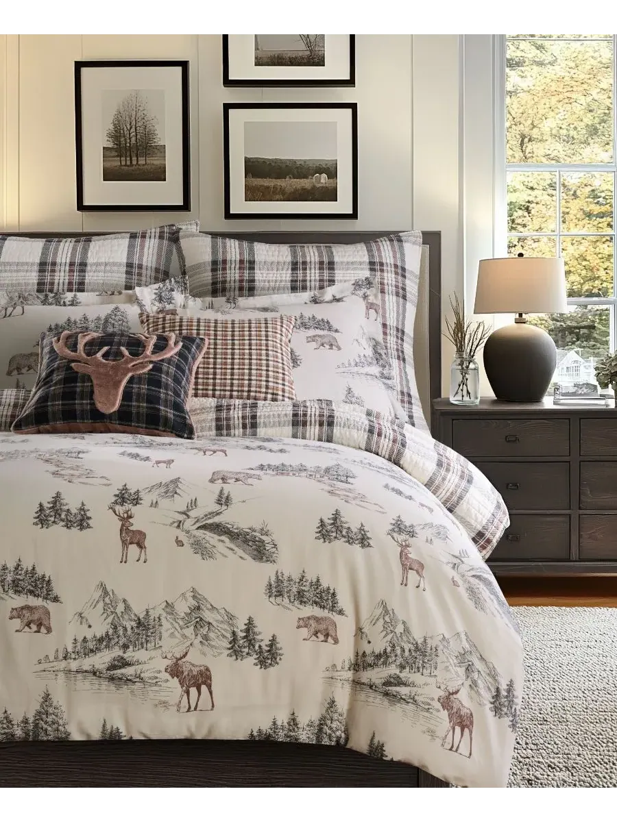 Комплект постельного белья Home Lodge Toile, двусторонний, 2 предмета, размер Twin Levtex — изображение 4 из 5, бежевый