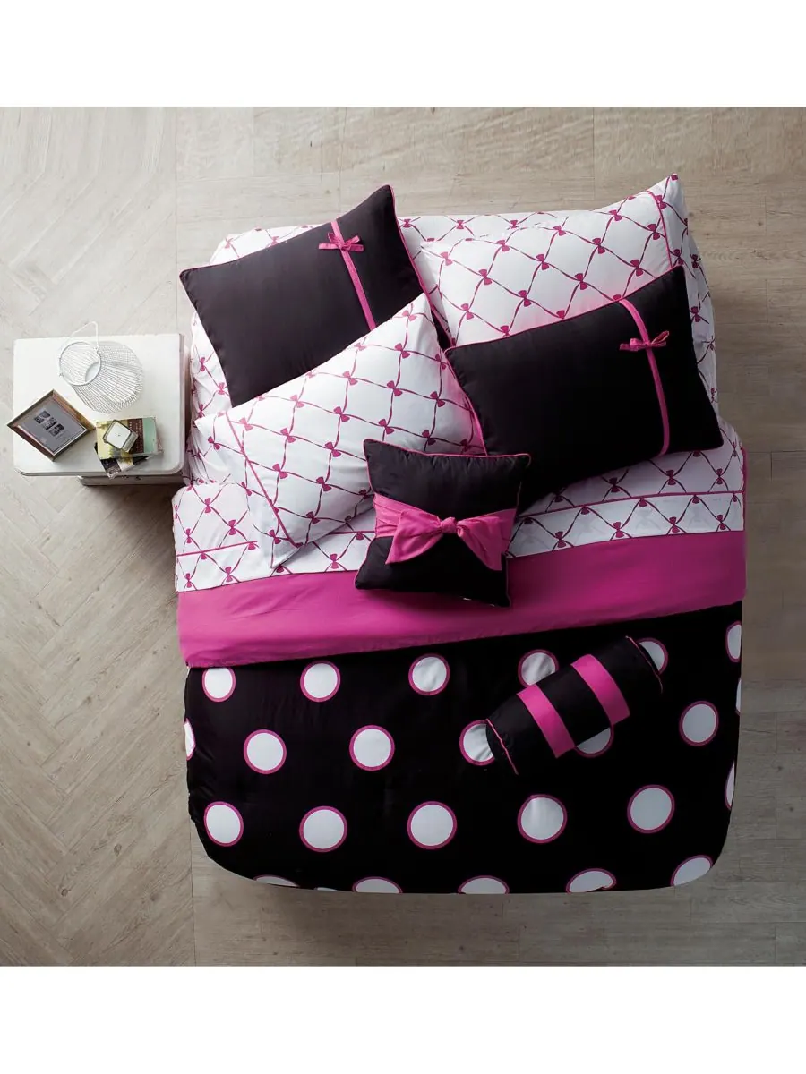 Комплект постельного белья Sophie Polka Dot Bed in a Bag из 8 предметов, размер Twin VCNY Home — изображение 2 из 7, розовый