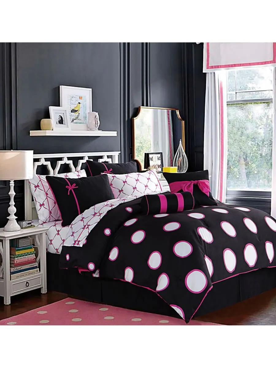 Комплект постельного белья Sophie Polka Dot Bed in a Bag из 8 предметов, размер Twin VCNY Home — изображение 4 из 7, розовый