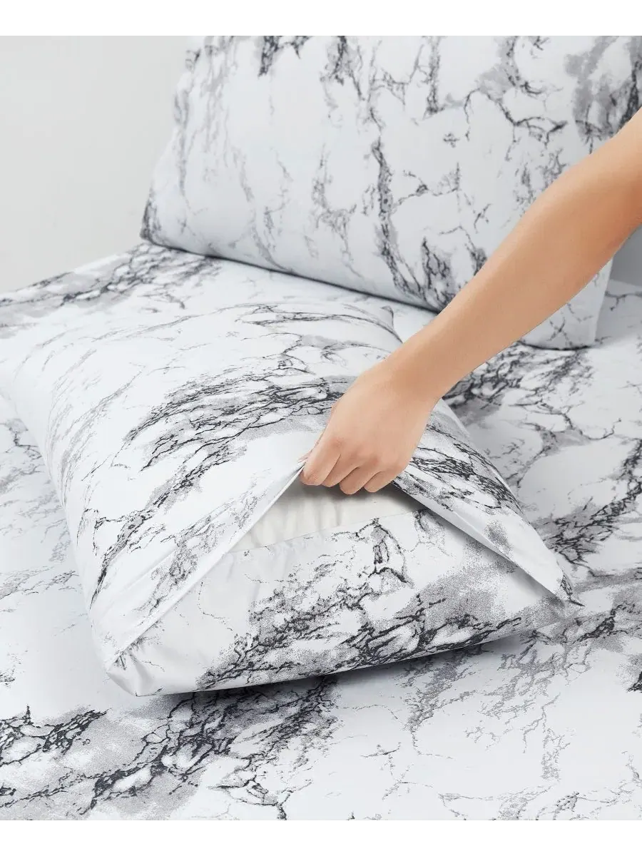 Комплект постельного белья 4 предмета, 1500 нитей, Queen Sweet Home Collection — изображение 3 из 4, серый