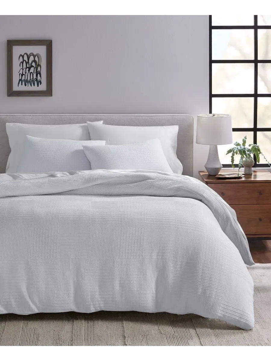 Комплект постельного белья Wicker Weave, 3 предмета, King Oake — изображение 2 из 8, белый