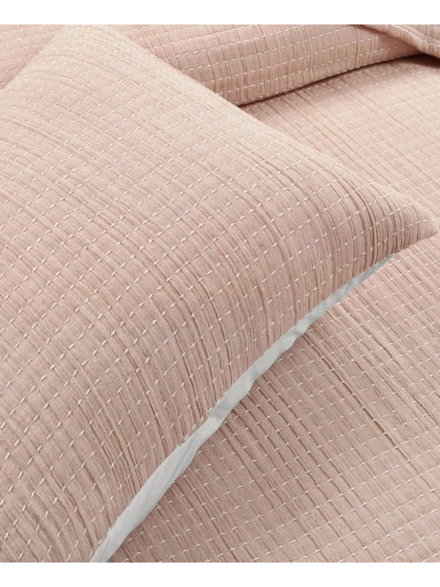 Комплект из 3 предметов: однотонное стеганое одеяло Kantha с вышивкой «пикет», из окрашенной пряжи — изображение 4 из 4