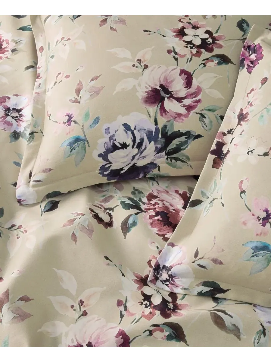 Комплект пододеяльников с цветочным принтом Ophelia Floral, 3 предмета, King Charter Club — изображение 4 из 9, бежевый