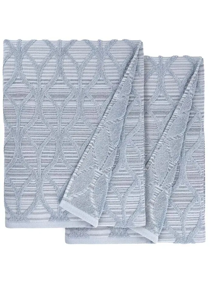 Жаккардовый комплект Linum Home из турецкого хлопка для ванной, 2 шт — изображение 2 из 4, синий мульти
