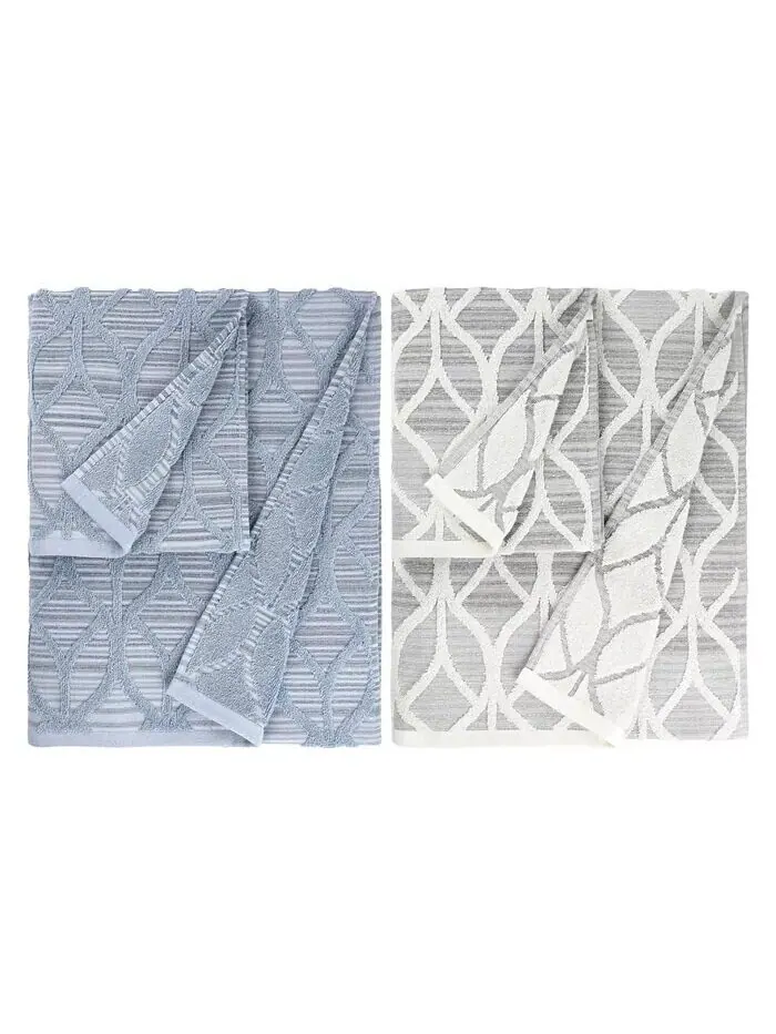 Жаккардовый комплект Linum Home из турецкого хлопка для ванной, 2 шт — изображение 3 из 4, синий мульти
