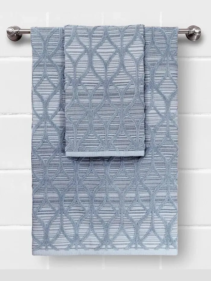 Жаккардовый комплект Linum Home из турецкого хлопка для ванной, 2 шт — изображение 4 из 4, синий мульти