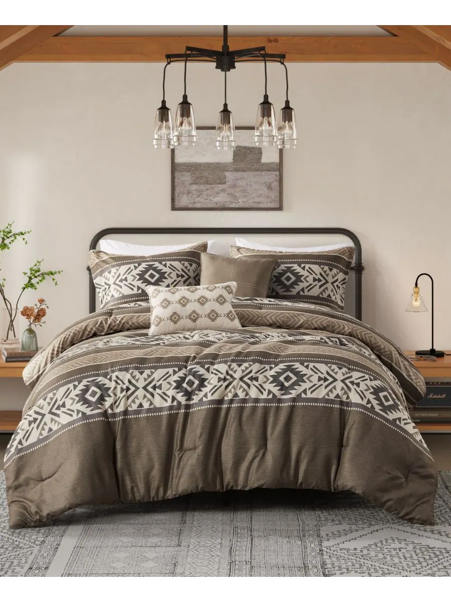Комплект постельного белья Mariposa Stripe Herringbone, 5 предметов, размер Full/Queen Madison Park — изображение 1 из 10