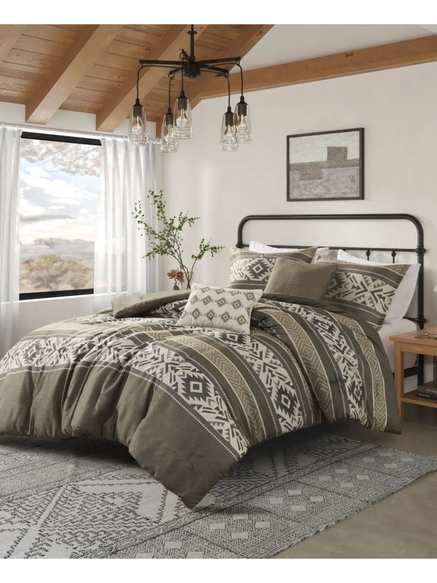 Комплект постельного белья Mariposa Stripe Herringbone, 5 предметов, размер Full/Queen Madison Park — изображение 2 из 10