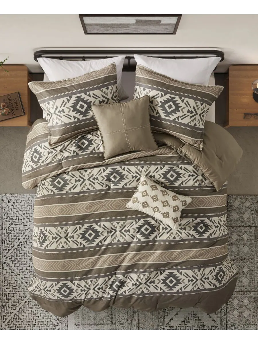 Комплект постельного белья Mariposa Stripe Herringbone, 5 предметов, размер Full/Queen Madison Park — изображение 3 из 10