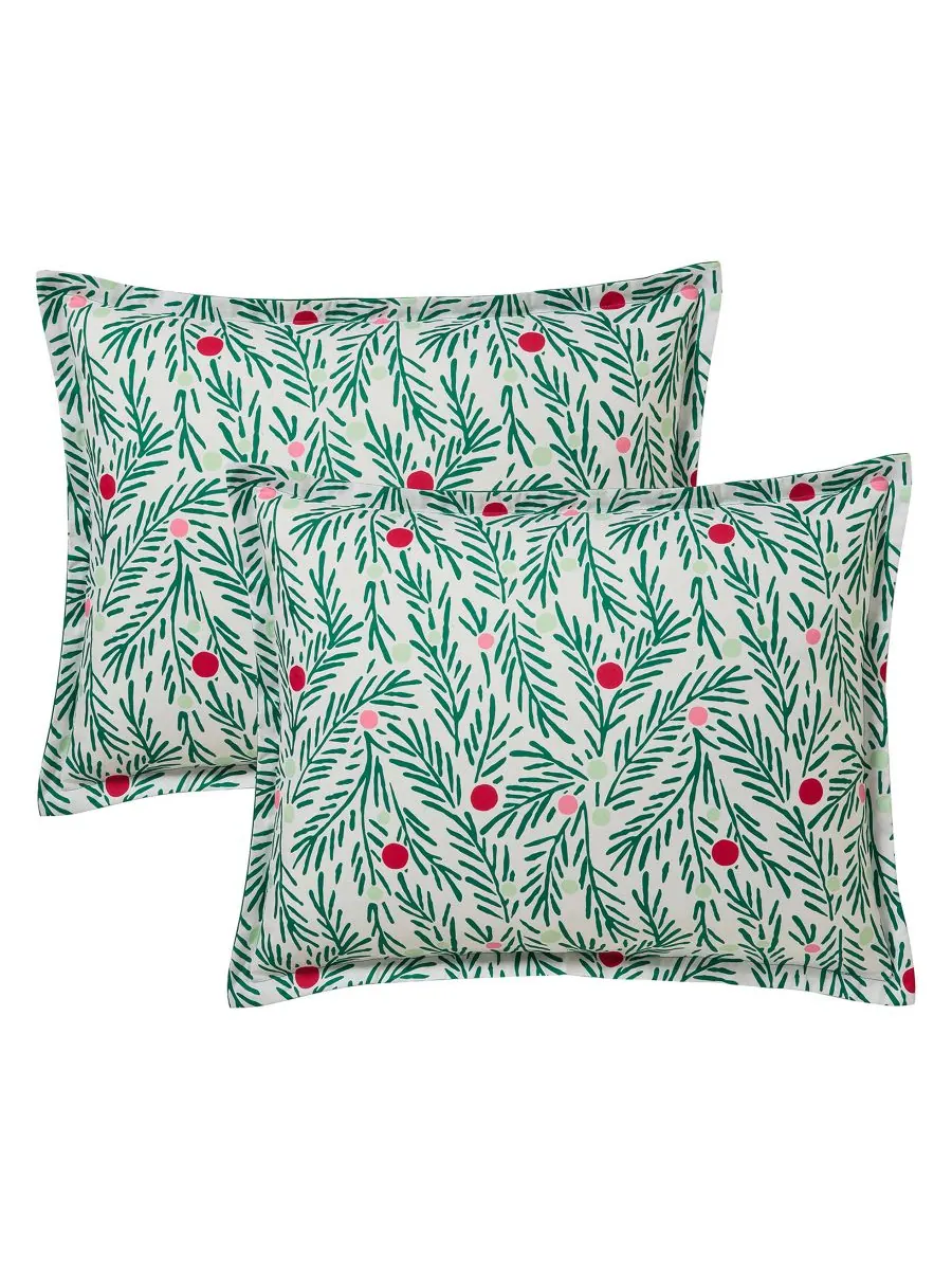 Праздничный комплект постельного белья Green Branches, 4 предмета, размер King Hallmark Bedding — изображение 4 из 8, зеленый