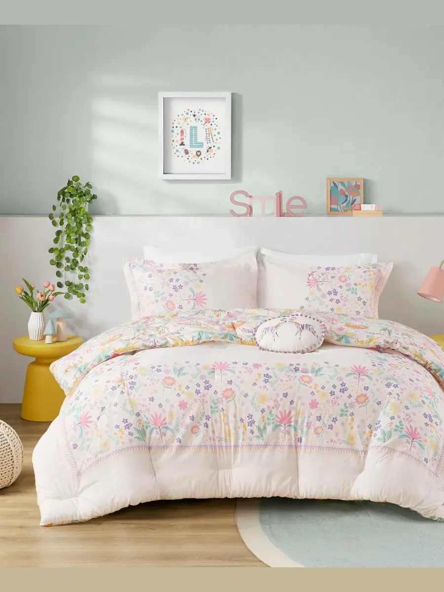 Комплект постельного белья Intelligent Design Lulu Floral Reversible из 4 предметов, размер — изображение 1 из 10, фиолетовый