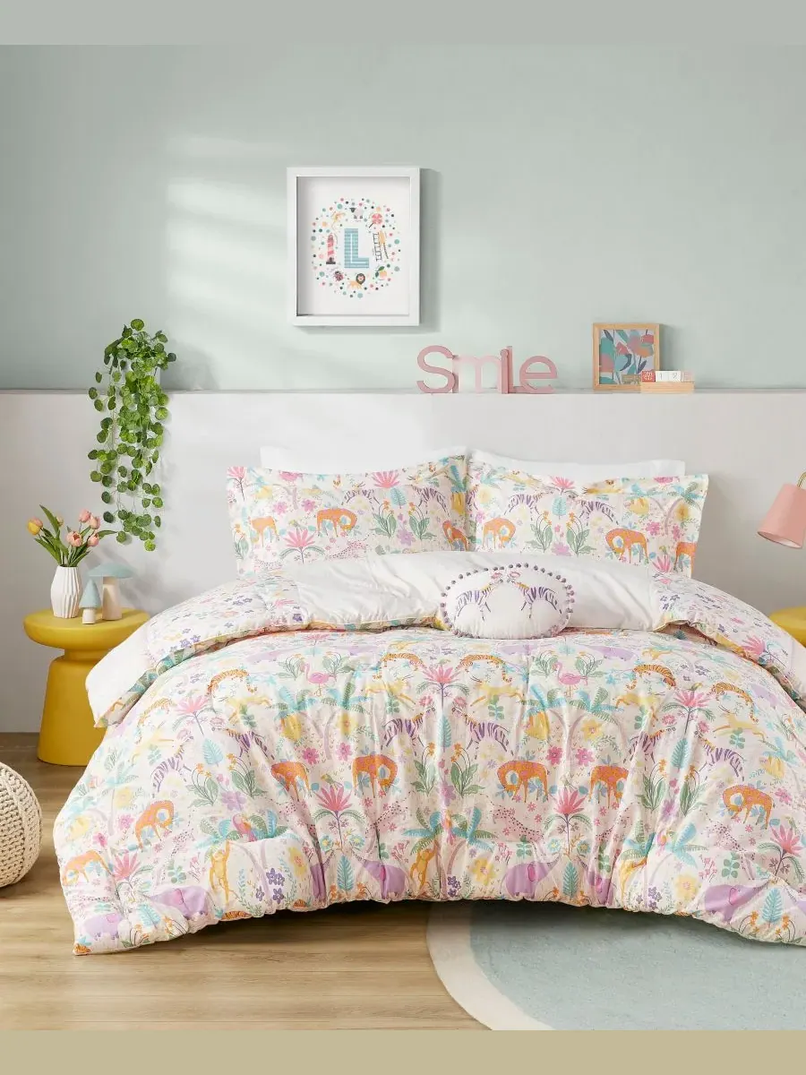 Комплект постельного белья Intelligent Design Lulu Floral Reversible из 4 предметов, размер — изображение 2 из 10, фиолетовый