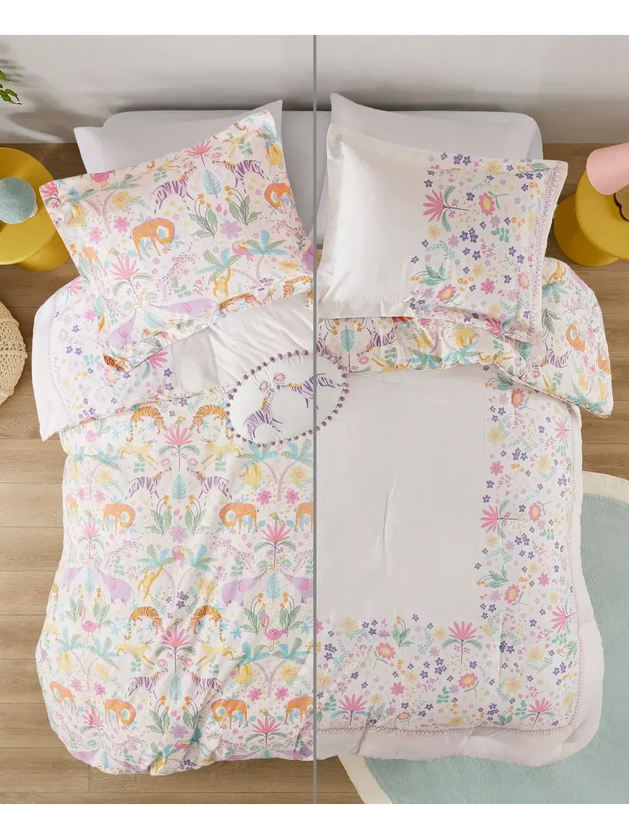 Комплект постельного белья Intelligent Design Lulu Floral Reversible из 4 предметов, размер — изображение 7 из 10, фиолетовый