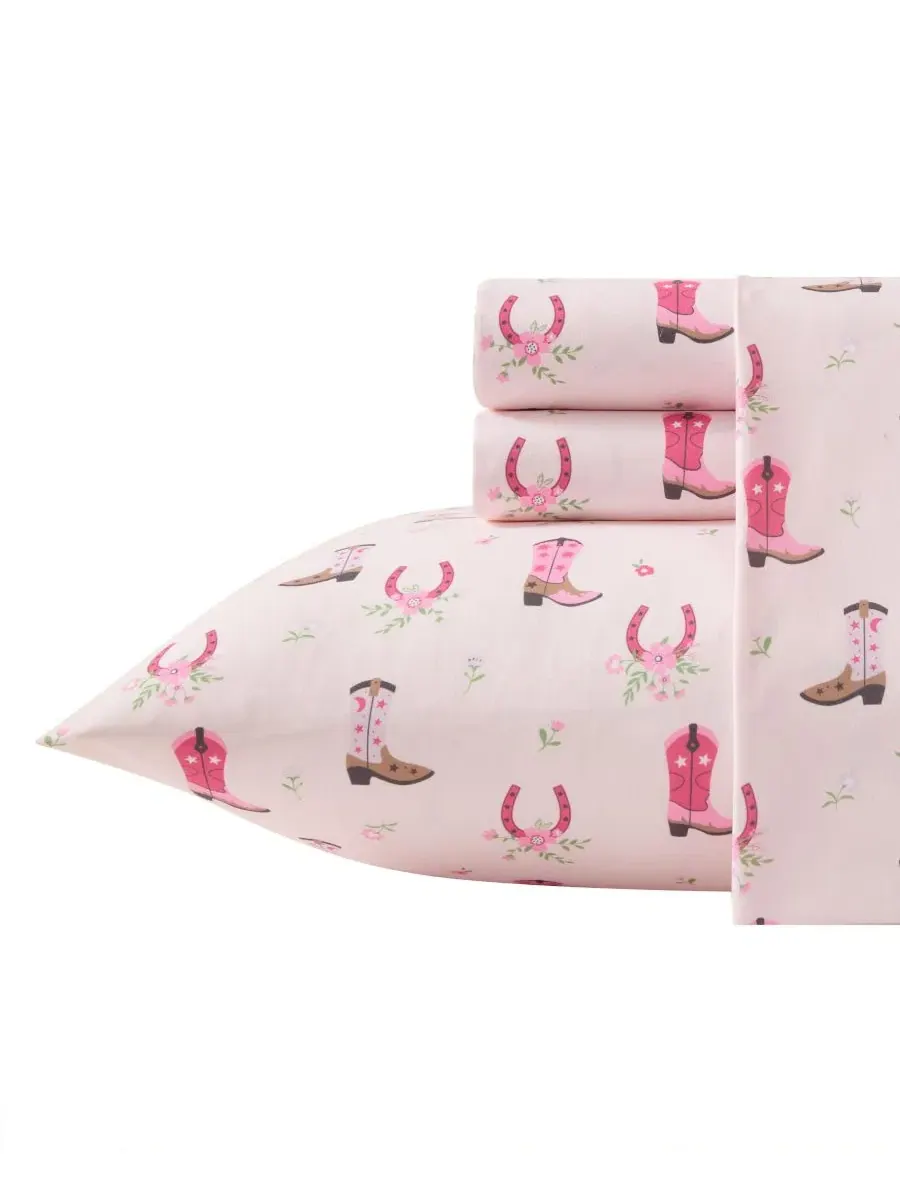 Комплект постельного белья из микрофибры Wrangler Cowgirl Dreams, 4 предмета, Full — розовый