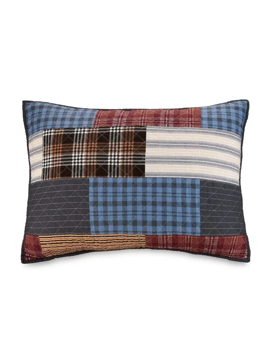 Комплект стеганого одеяла Cabin Patchwork Printed 3-Piece Quilt Set Modern Heirloom — изображение 5 из 5, синий