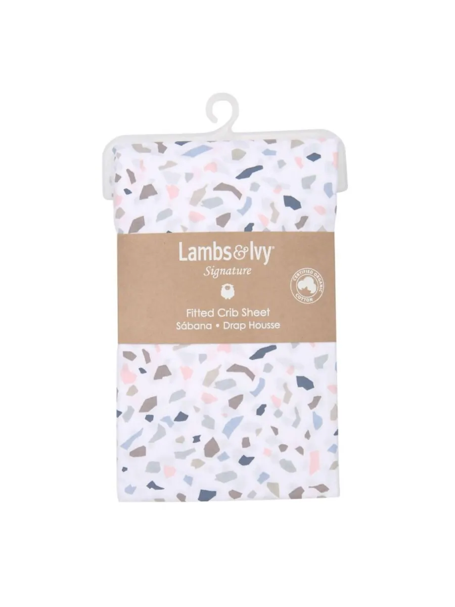 Простыня на резинке для детской кроватки Baby Signature Terrazzo Abstract из органического хлопка — изображение 4 из 4, белый