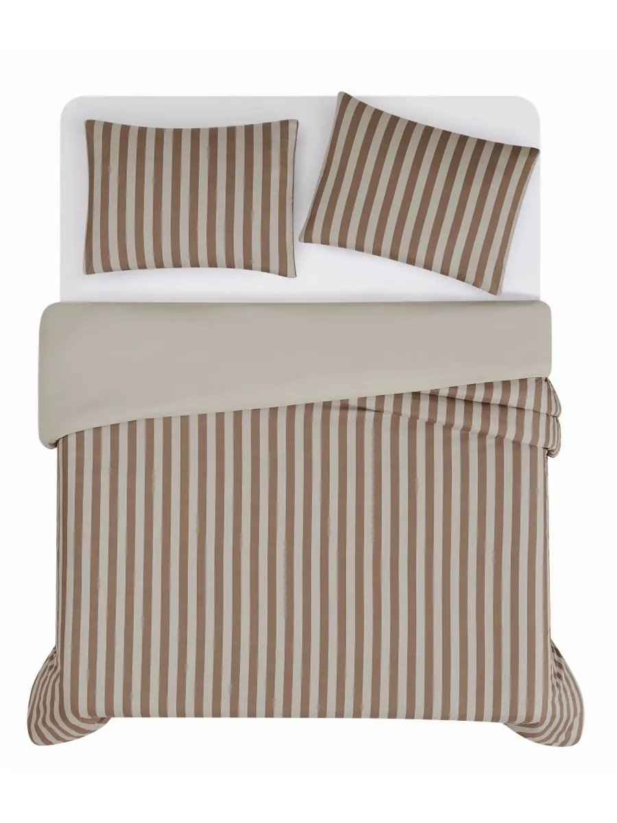 Комплект постельного белья Weston Stripe, 2 предмета, размер Twin/Twin XL Truly Soft — изображение 3 из 5, коричневый