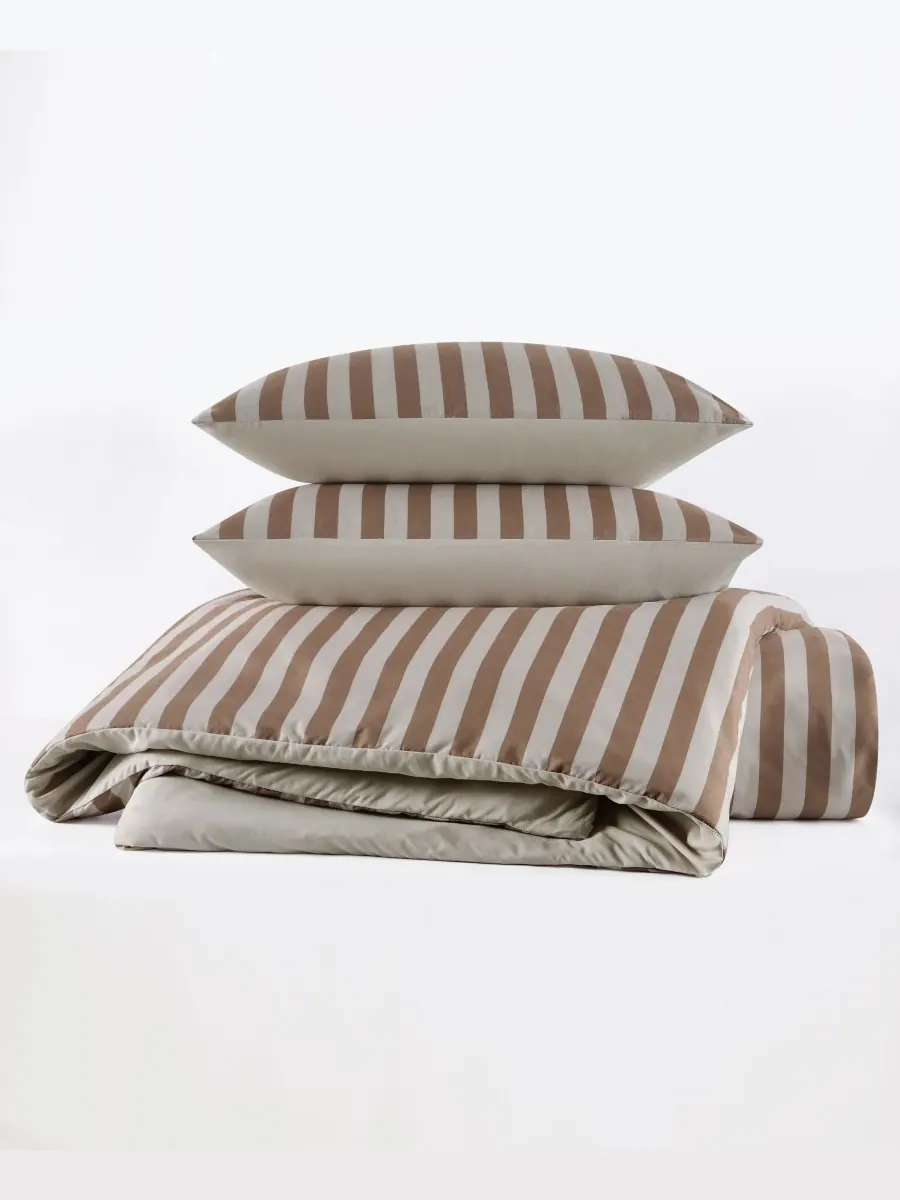 Комплект постельного белья Weston Stripe, 2 предмета, размер Twin/Twin XL Truly Soft — изображение 5 из 5, коричневый
