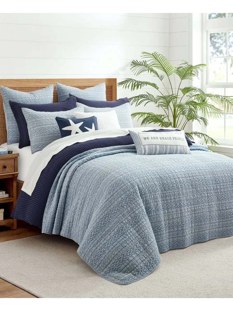 Комплект постельного белья Home Trintton Textured из 3 предметов, размер King Levtex — изображение 2 из 5, синий