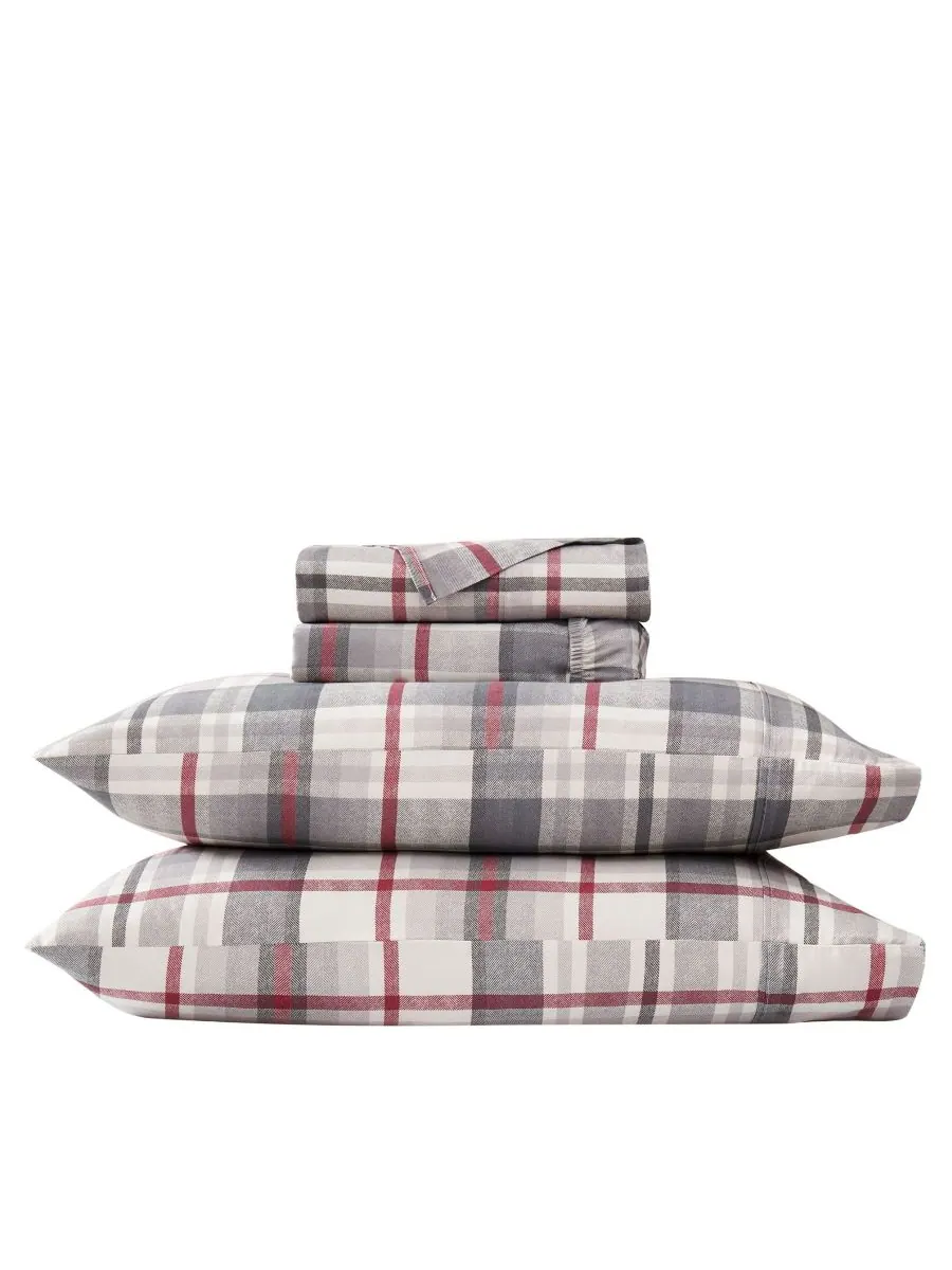 Комплект постельного белья Highland Plaid с очень глубокими карманами, плотность ткани 300 нитей, 4