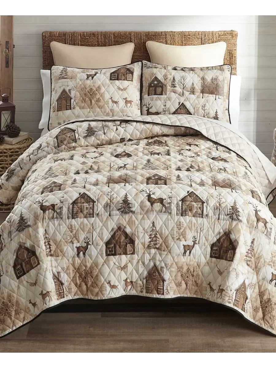 Комплект из стеганого покрывала и двух наволочек Antique Winter Your Lifestyle — бежевый