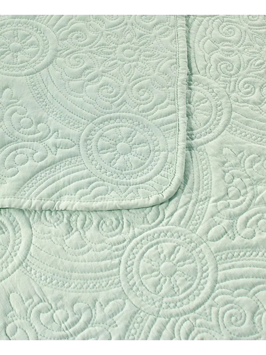 Стеганый комплект постельного белья Mischa Medallion Stitch Simply Soft, Mint Sage — изображение 3 из 6