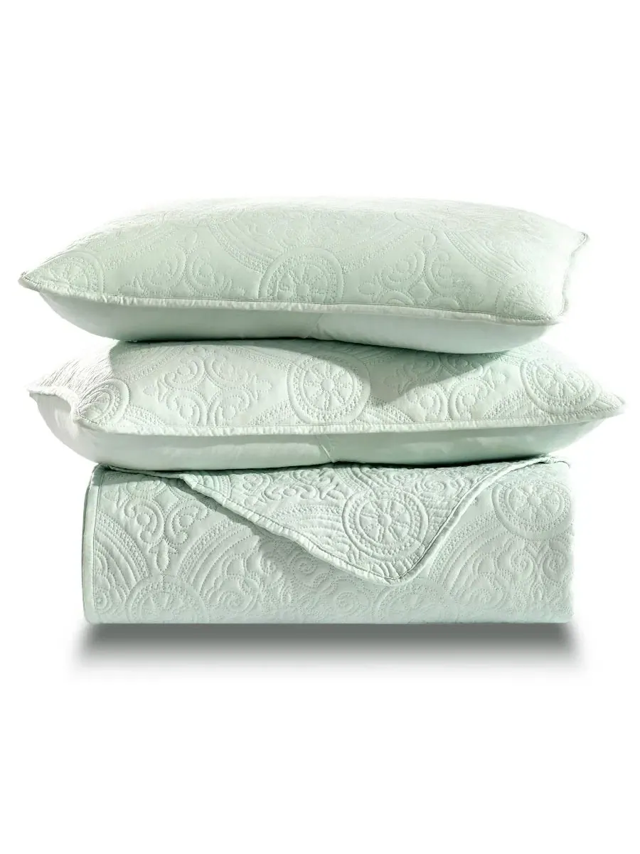 Стеганый комплект постельного белья Mischa Medallion Stitch Simply Soft, Mint Sage — изображение 4 из 6