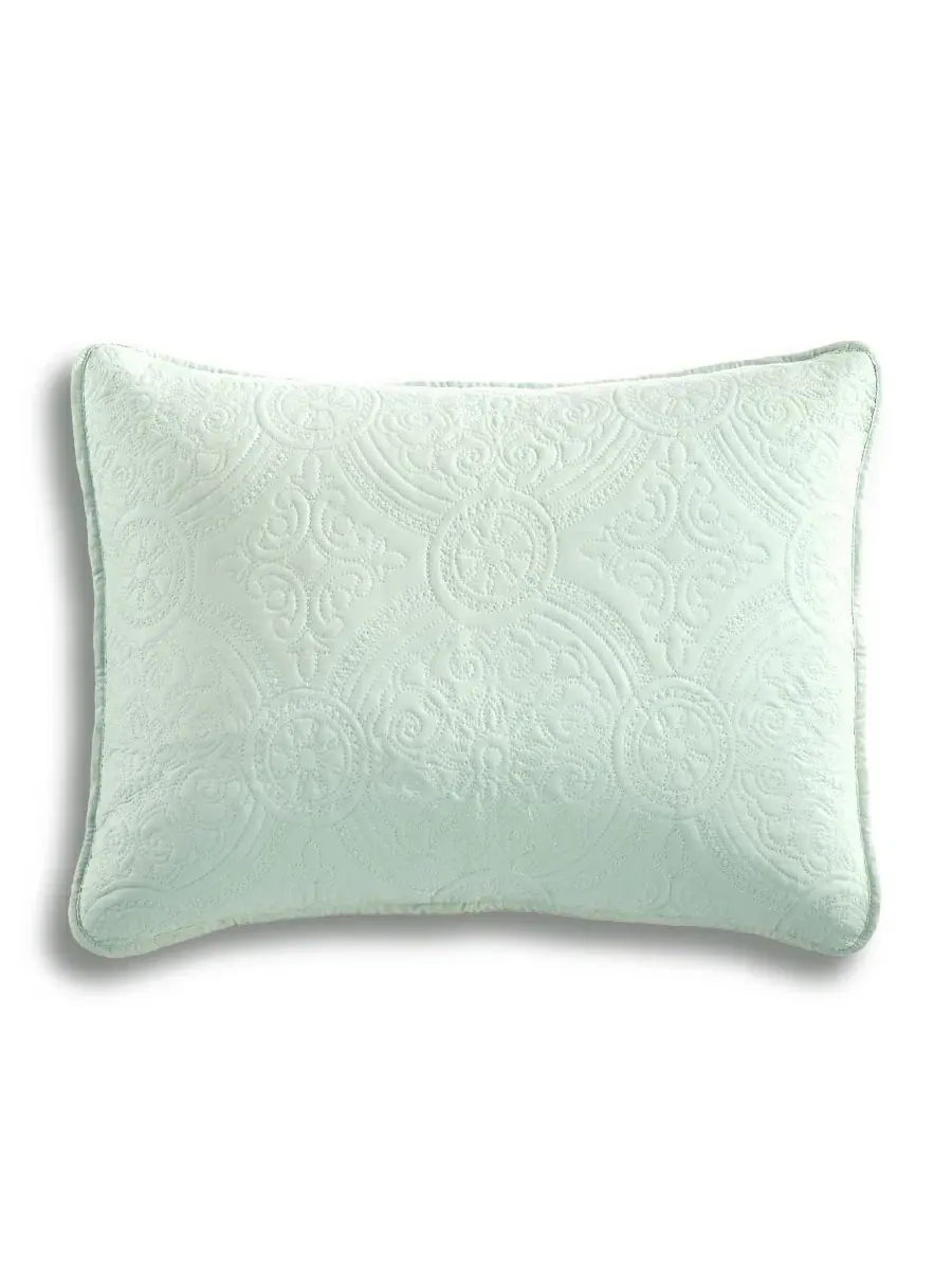 Стеганый комплект постельного белья Mischa Medallion Stitch Simply Soft, Mint Sage — изображение 5 из 6