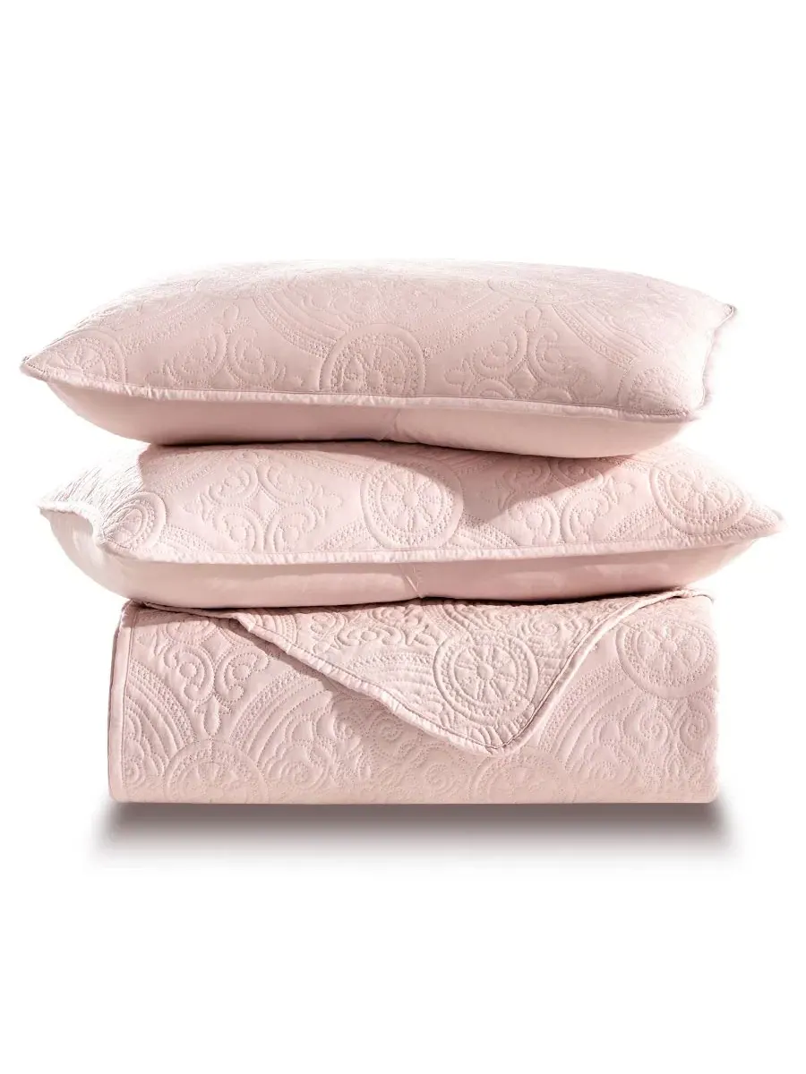 Стеганый комплект постельного белья Mischa Medallion Simply Soft — изображение 4 из 6, розовый