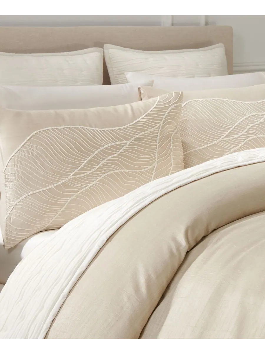 Вышитая наволочка Дюна, королевский размер Donna Karan Home — изображение 2 из 4, тауп