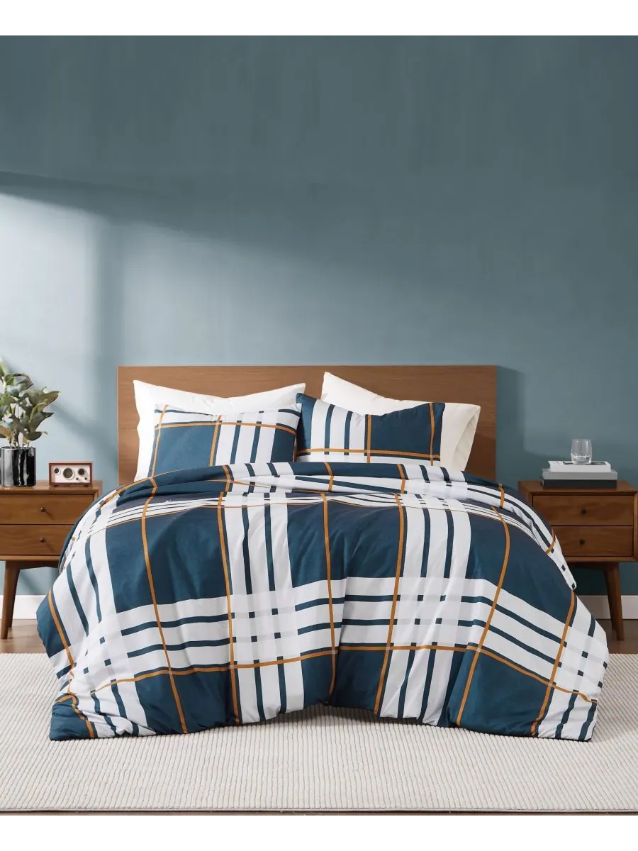 Комплект постельного белья Henry Plaid из 3 предметов, размер Full/Queen Truly Soft — изображение 6 из 6, синий