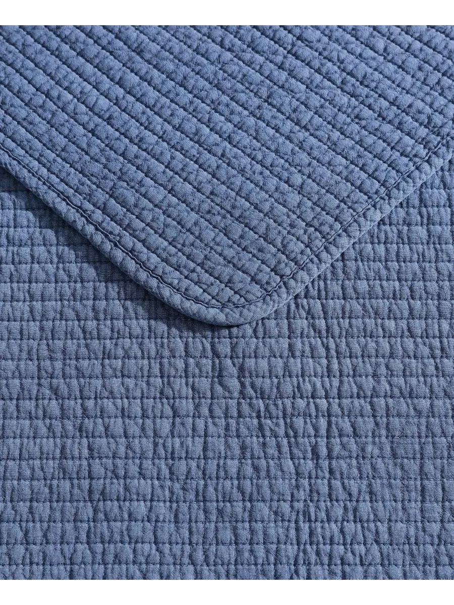 Комплект постельного белья Seashore Stitch Washed из 3 предметов, размер King Nautica — изображение 4 из 7, темно-синий