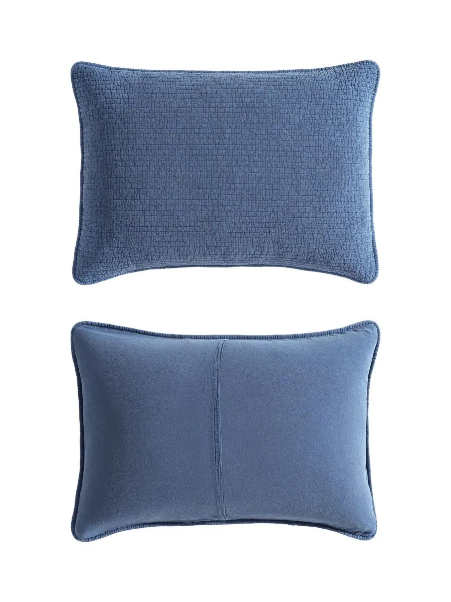 Комплект постельного белья Seashore Stitch Washed из 3 предметов, размер King Nautica — изображение 7 из 7, темно-синий