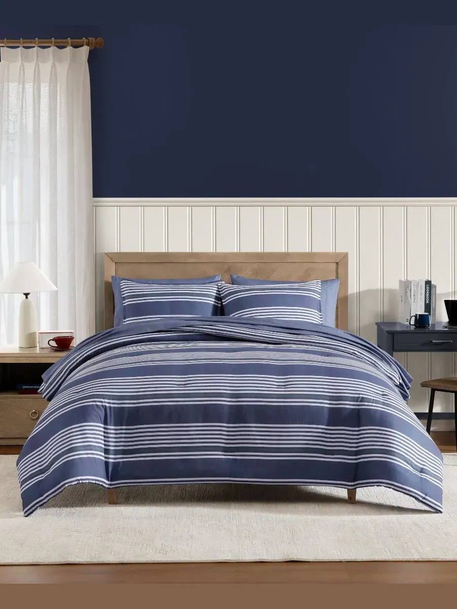 Комплект постельного белья с одеялом Lido Stripe Washed Microfiber Tommy Hilfiger