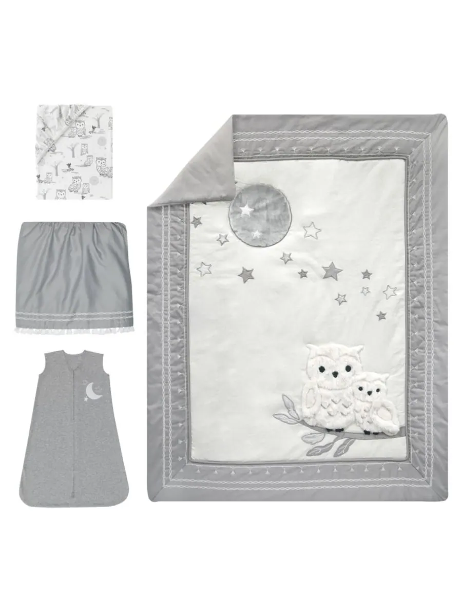 Комплект постельного белья для детской кроватки Baby Luna, белый/серый, с изображением небесной — изображение 2 из 3