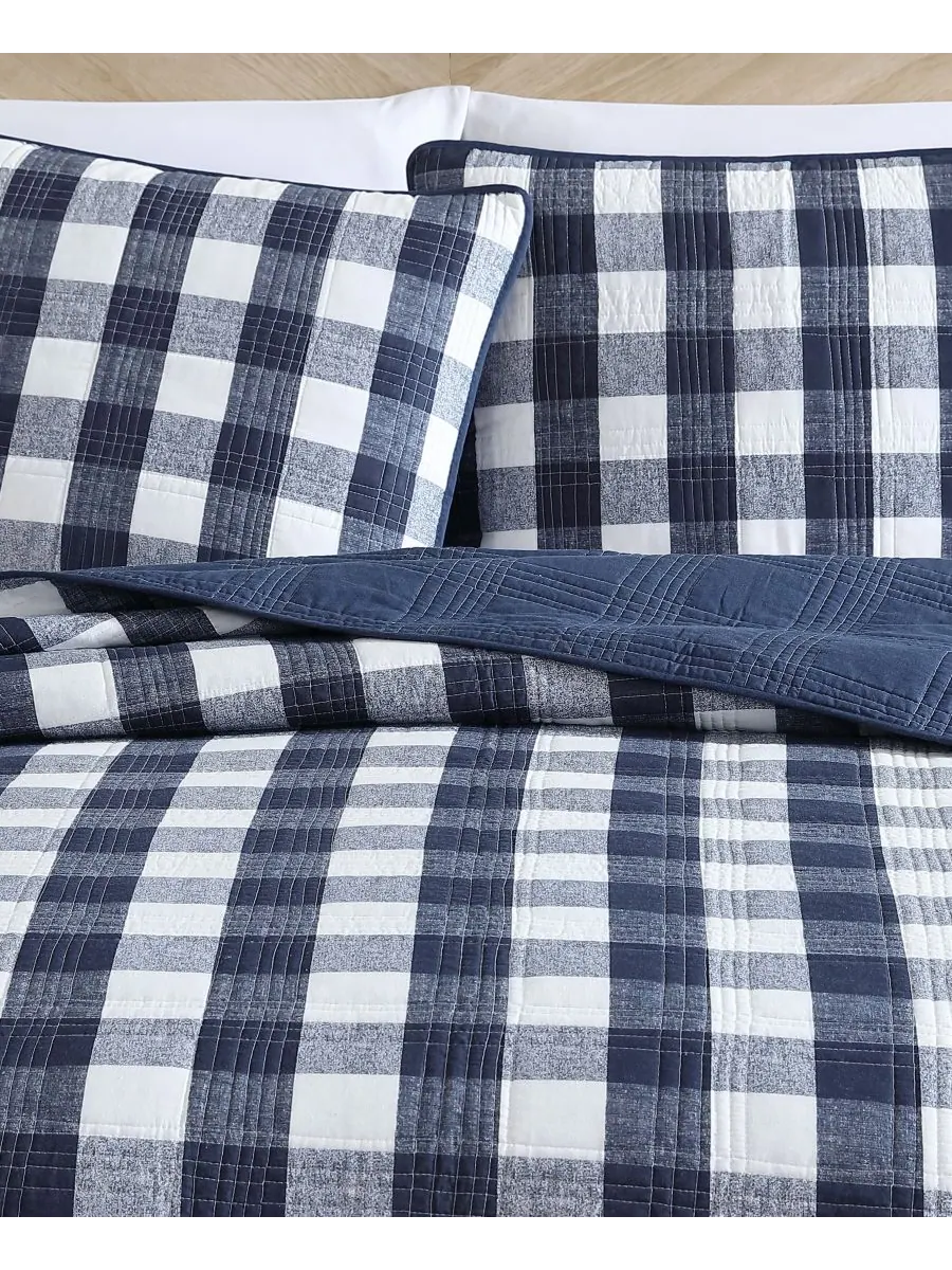 Комплект постельного белья lakehouse plaid из 3 предметов, размер full/queen Eddie Bauer — изображение 4 из 7, синий