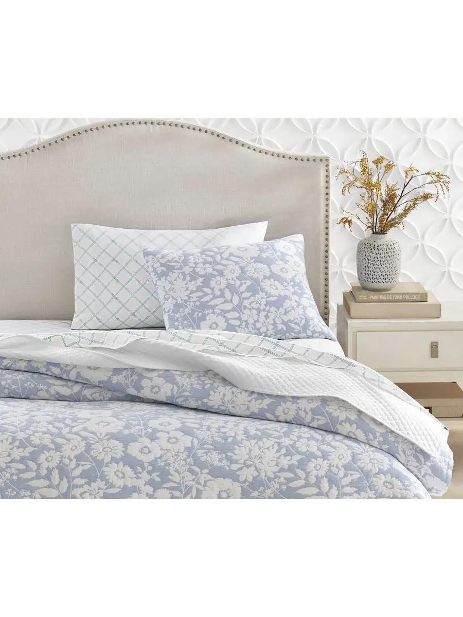 Комплект постельного белья Silhouette Floral из 3 предметов, размер King Charter Club — изображение 6 из 10, синий