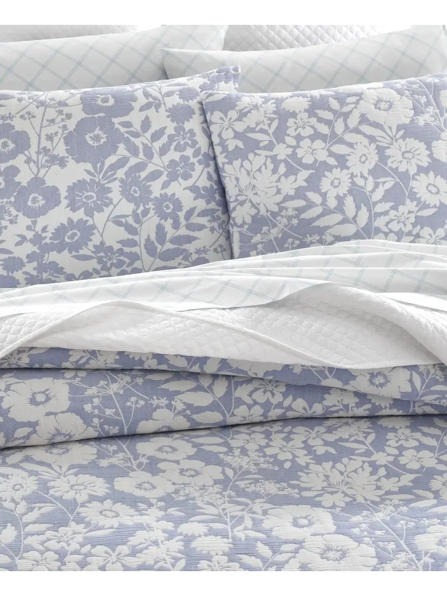 Комплект постельного белья Silhouette Floral из 3 предметов, размер King Charter Club — изображение 10 из 10, синий