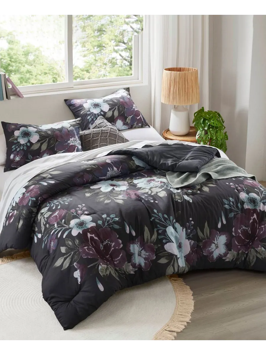 Комплект постельного белья Jolene Floral из 3 предметов, размер Full/Queen Madison Park — изображение 2 из 10, темный серый