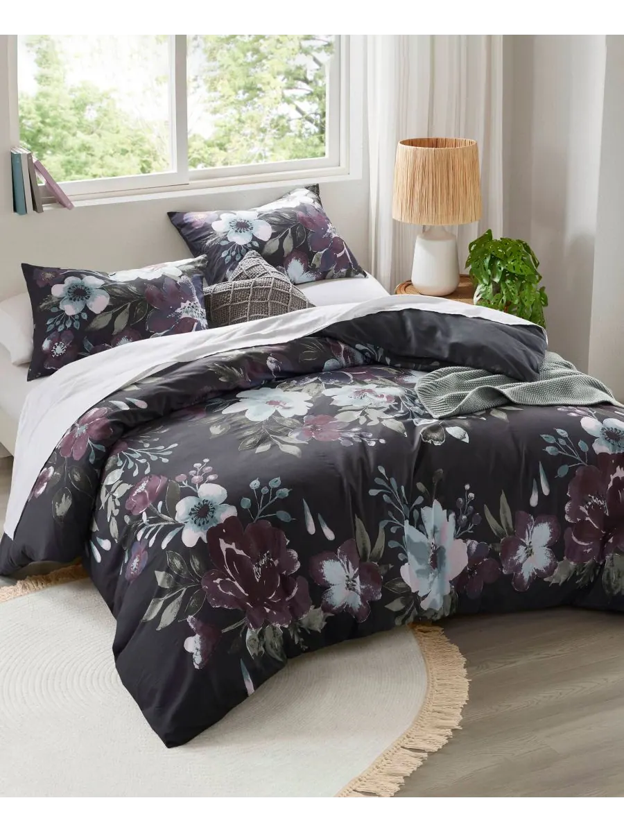 Комплект постельного белья Jolene Floral, 3 предмета, размер Full/Queen Madison Park — изображение 2 из 10, темный серый