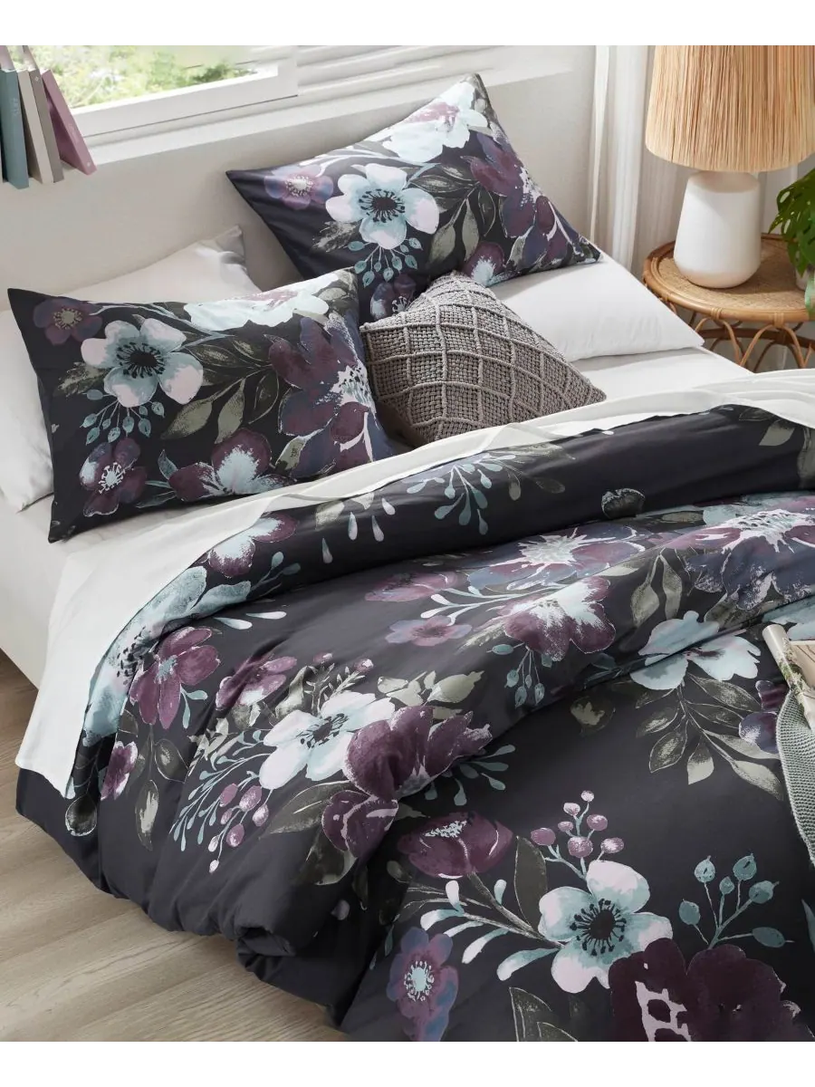 Комплект постельного белья Jolene Floral, 3 предмета, размер Full/Queen Madison Park — изображение 7 из 10, темный серый