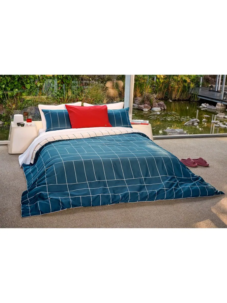 Комплект постельного белья Ashcombe из двух предметов в клетку, размер Twin Lacoste Home — изображение 6 из 7, синий
