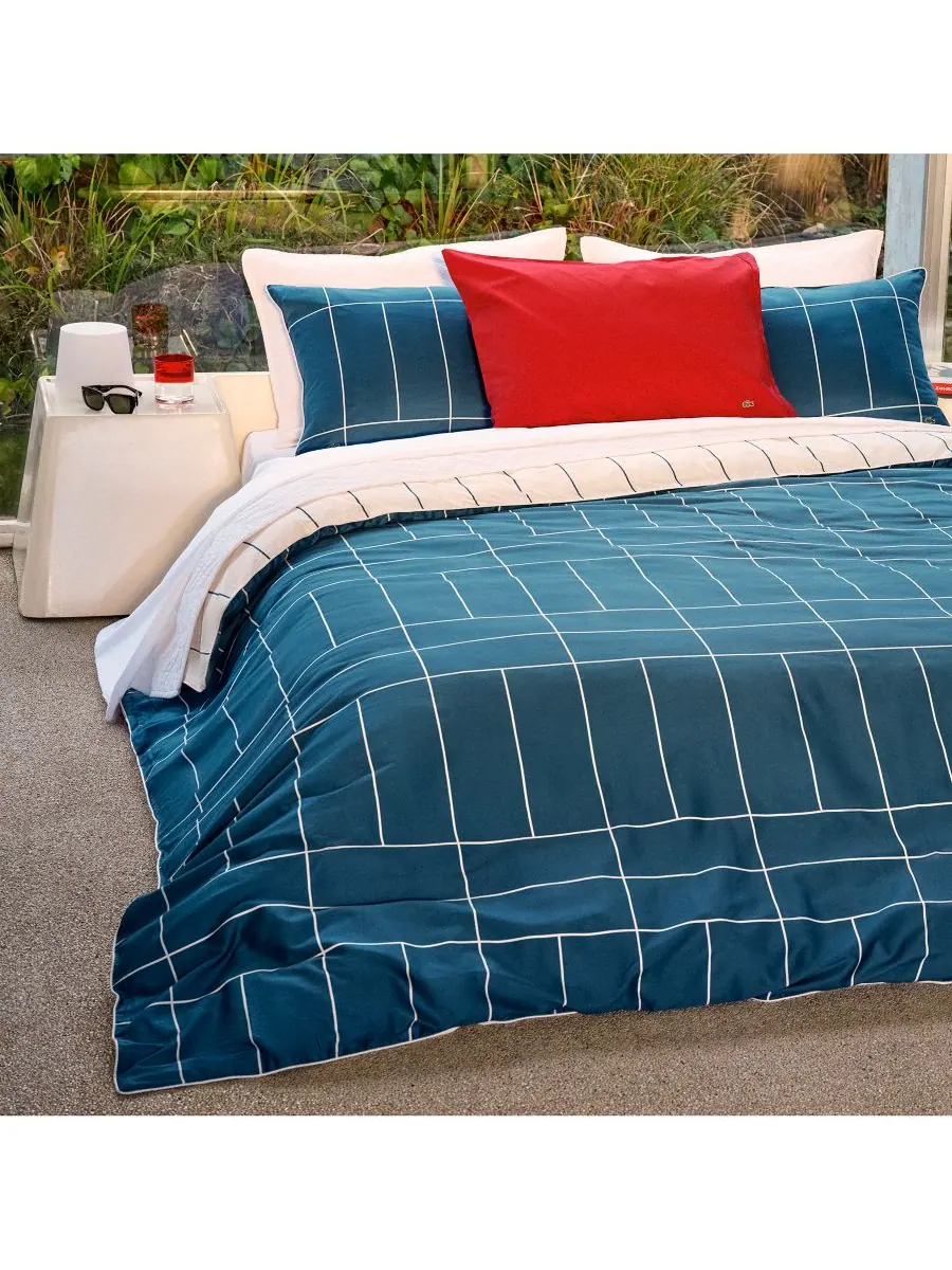 Комплект постельного белья Ashcombe из двух предметов в клетку, размер Twin Lacoste Home — изображение 7 из 7, синий