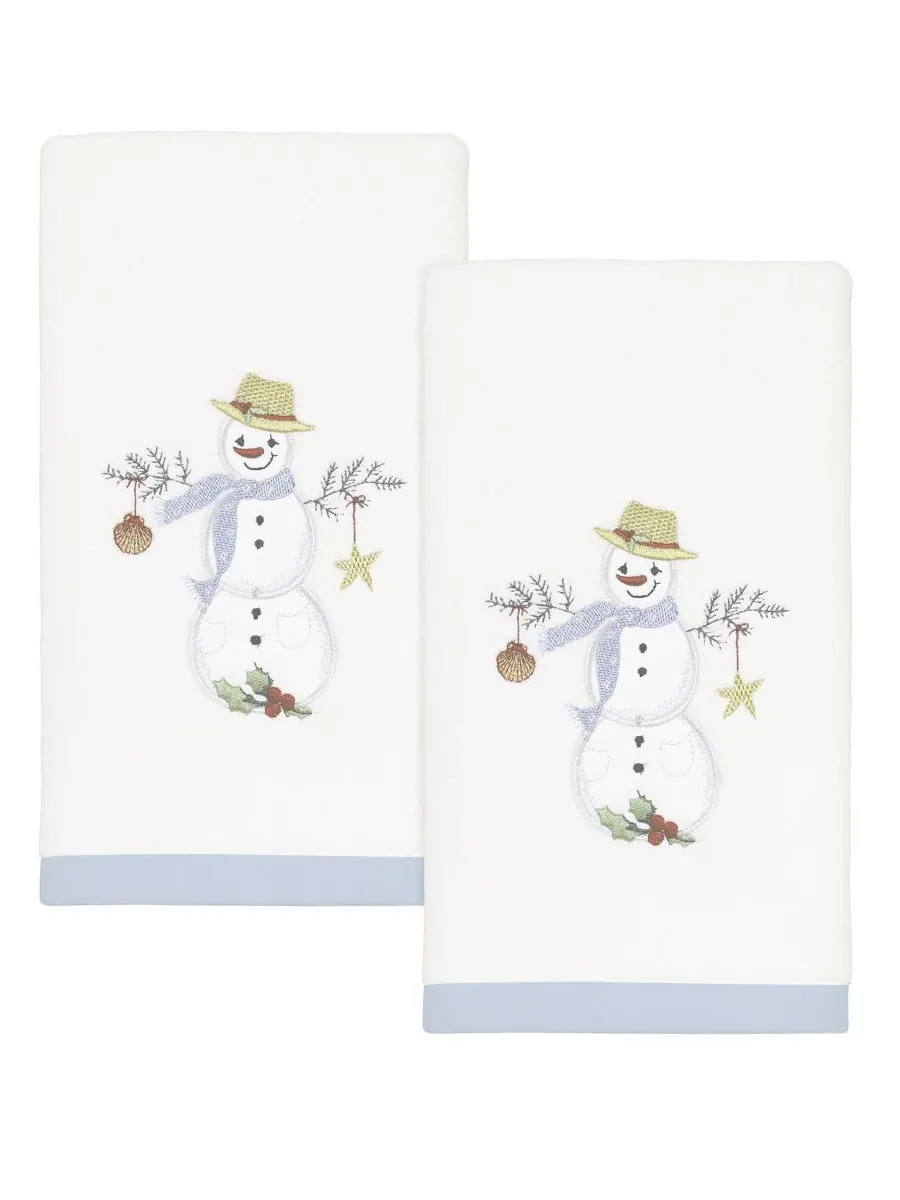 Набор из двух хлопковых полотенец для рук Coastal Snowman, 11 x 16 дюймов Avanti — изображение 1 из 1, белый