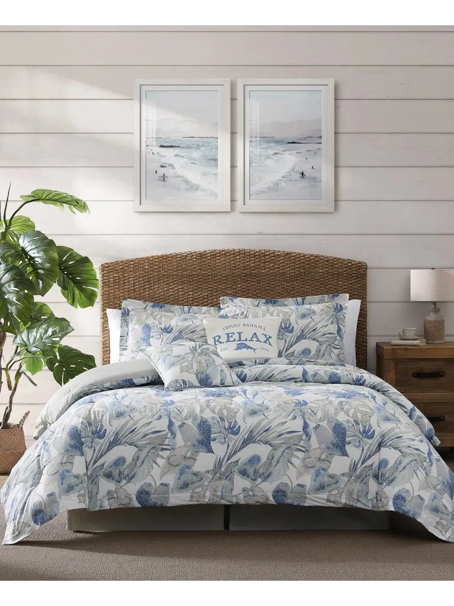 Комплект постельного белья Raw Coast из 4 предметов, размер Queen Tommy Bahama Home — изображение 1 из 9, синий