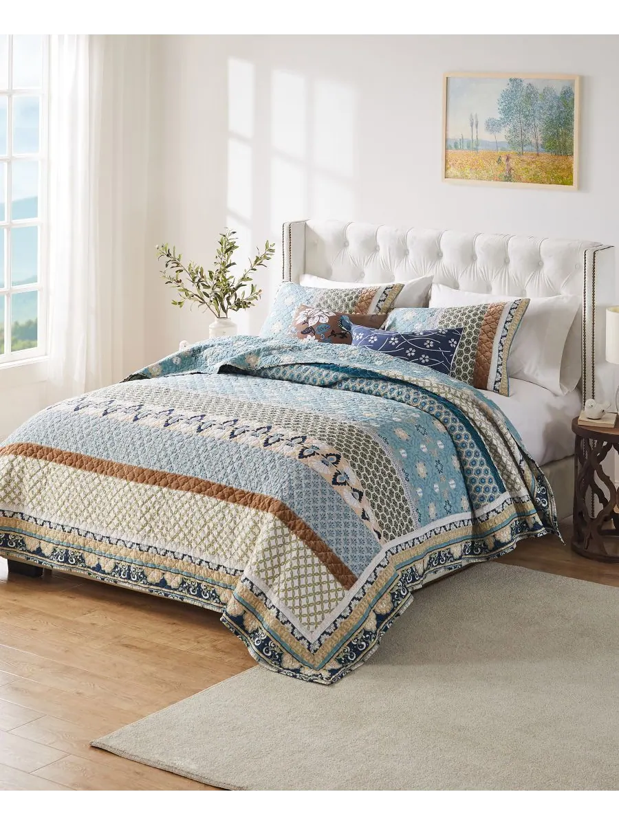 Комплект постельного белья Thalia из 3 предметов, размер Full/Queen Greenland Home Fashions — изображение 3 из 3, синий