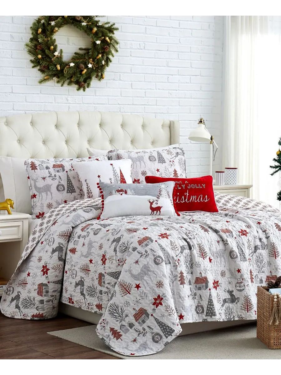Комплект постельного белья Holly Jolly Lane Oversized Reversible из 6 предметов, размер Twin/Twin — изображение 1 из 4