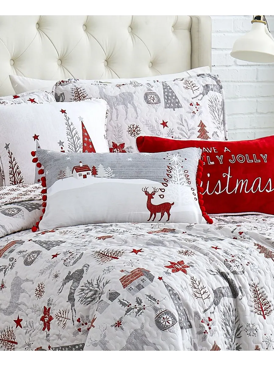Комплект постельного белья Holly Jolly Lane Oversized Reversible из 6 предметов, размер Twin/Twin — изображение 3 из 4