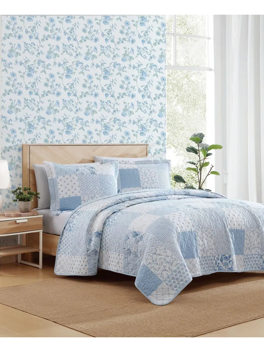 Двусторонний комплект постельного белья colleens из 3 предметов, размер full/queen Laura Ashley — изображение 2 из 8, синий