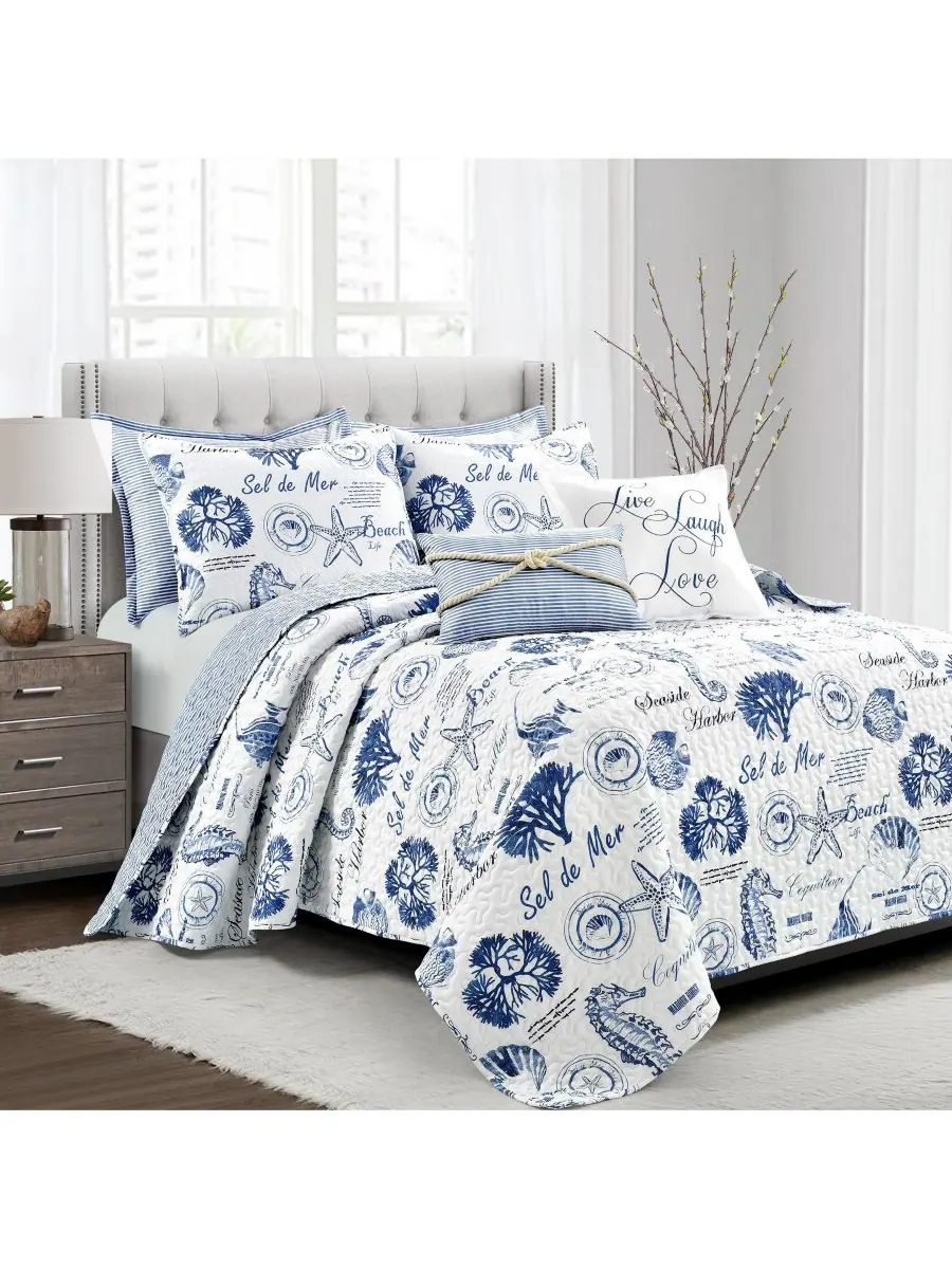 Комплект постельного белья harbor life из 7 предметов, размер king Lush Décor — изображение 1 из 9, синий